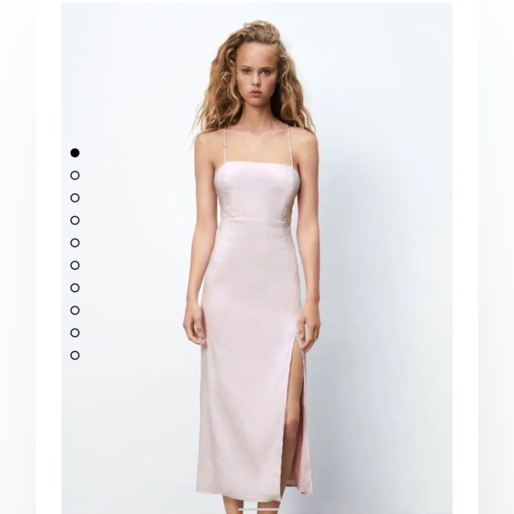 Zara Linen Lilac Criss cross back dress with Slit NWT